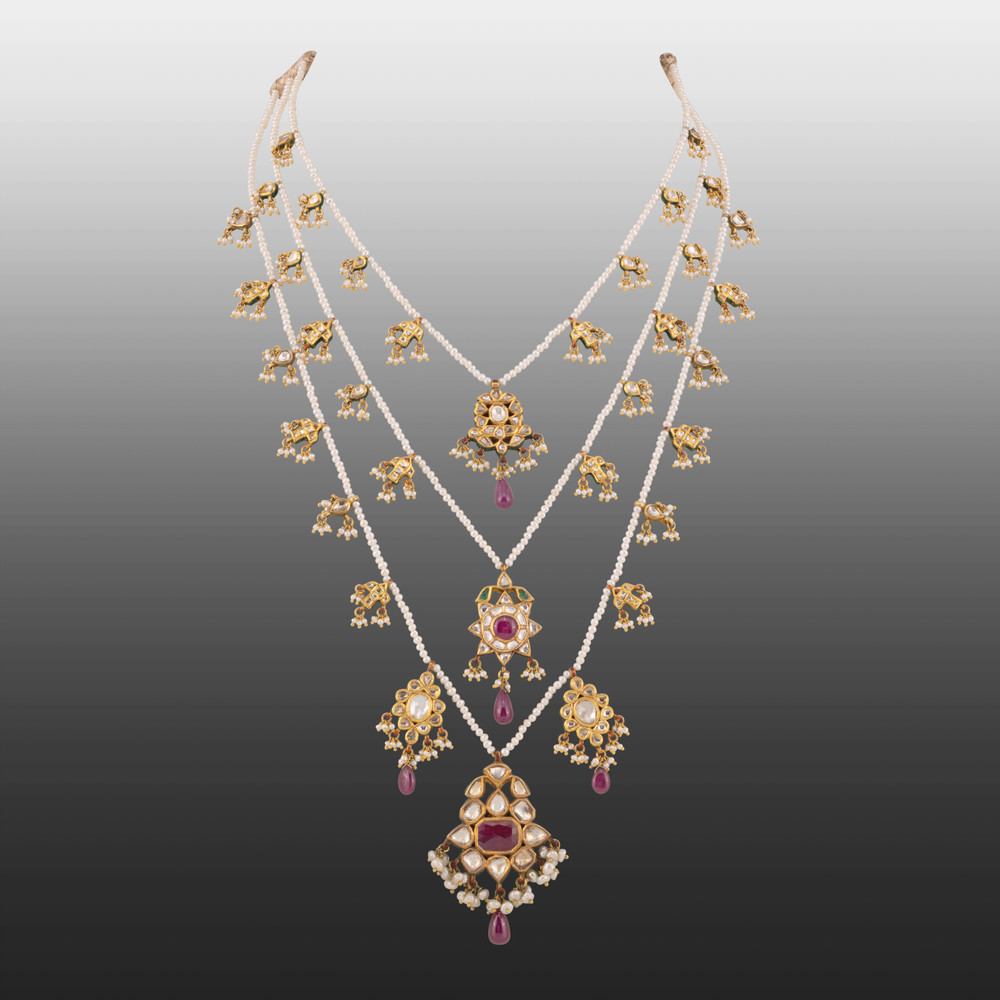Teen Lada Necklace with Polkis, Rubies, and Pearls